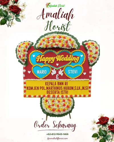 Karangan Papan Bunga Pernikahan di Anggilowu